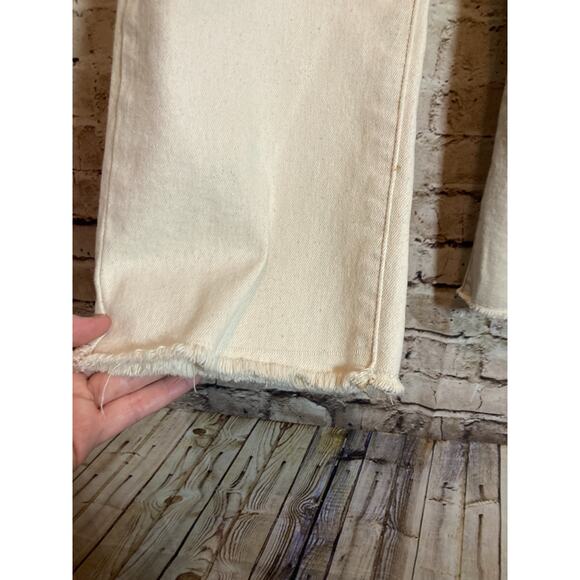 !IT. Jackie Jeans Women 16 Oatmeal Speckled High Rise Straight Leg Ankle Raw Hem - Picture 12 of 16